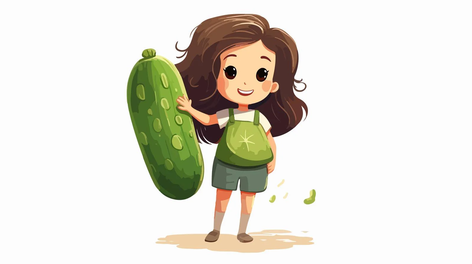 Adorable Girl with Cartoon Cucumber Character — free download from Dotvec