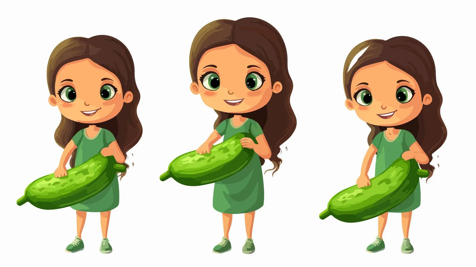 Adorable Girl with Cucumber Character — free download from Dotvec