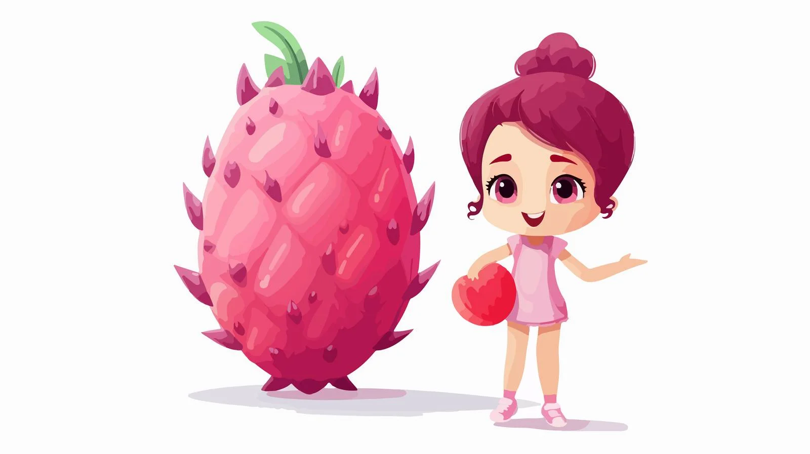 Charming Girl with Dragon Fruit Mascot — free download from Dotvec