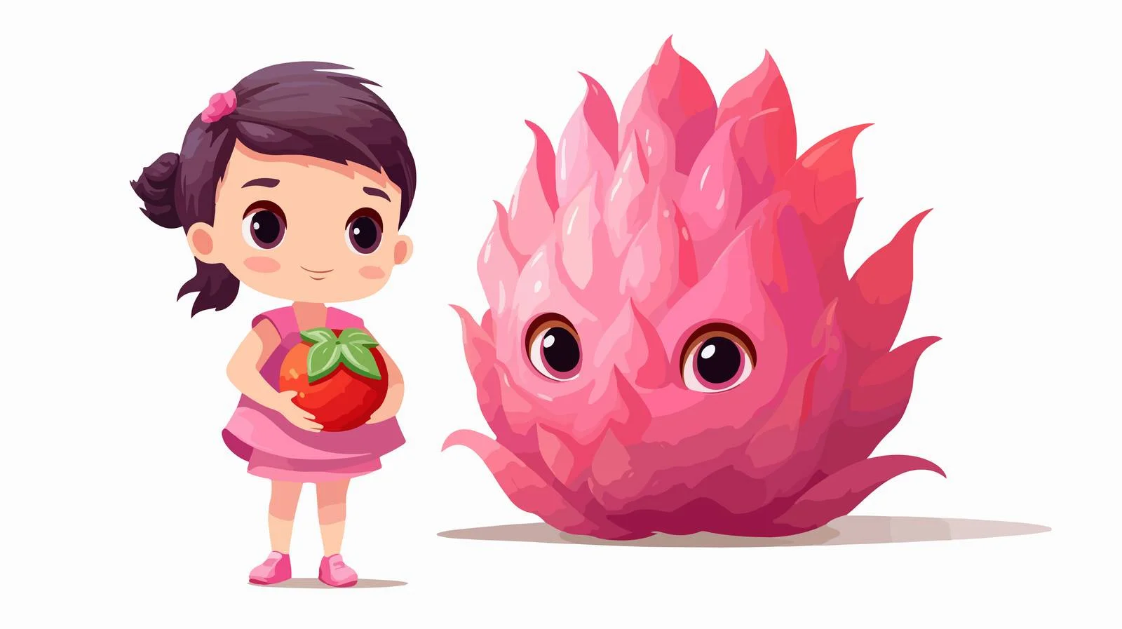 Adorable Girl with Dragon Fruit Buddy — free download from Dotvec