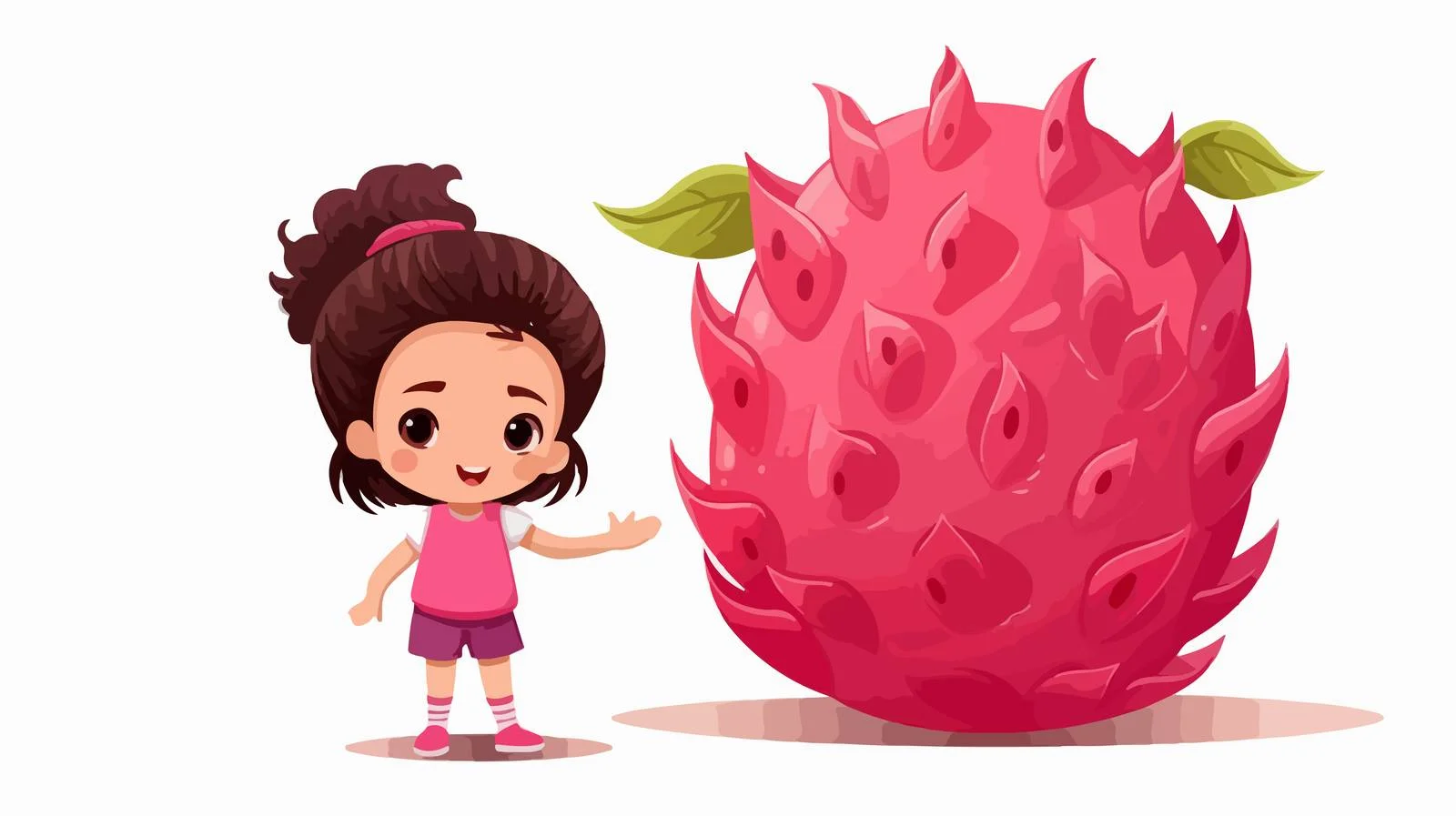 Adorable Girl with Dragon Fruit Mascot — free download from Dotvec