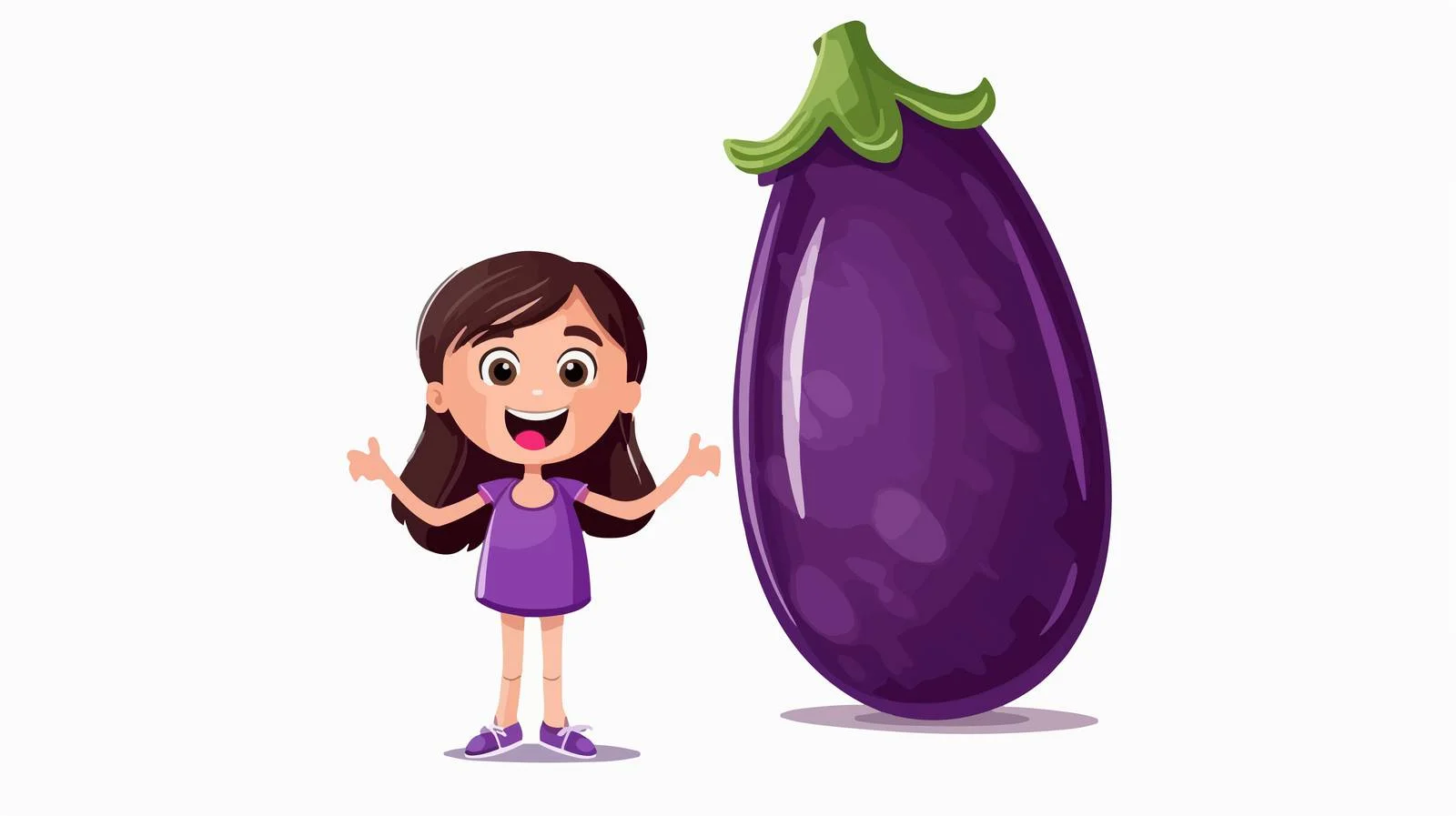 Adorable Girl with Eggplant Character Cart — free download from Dotvec