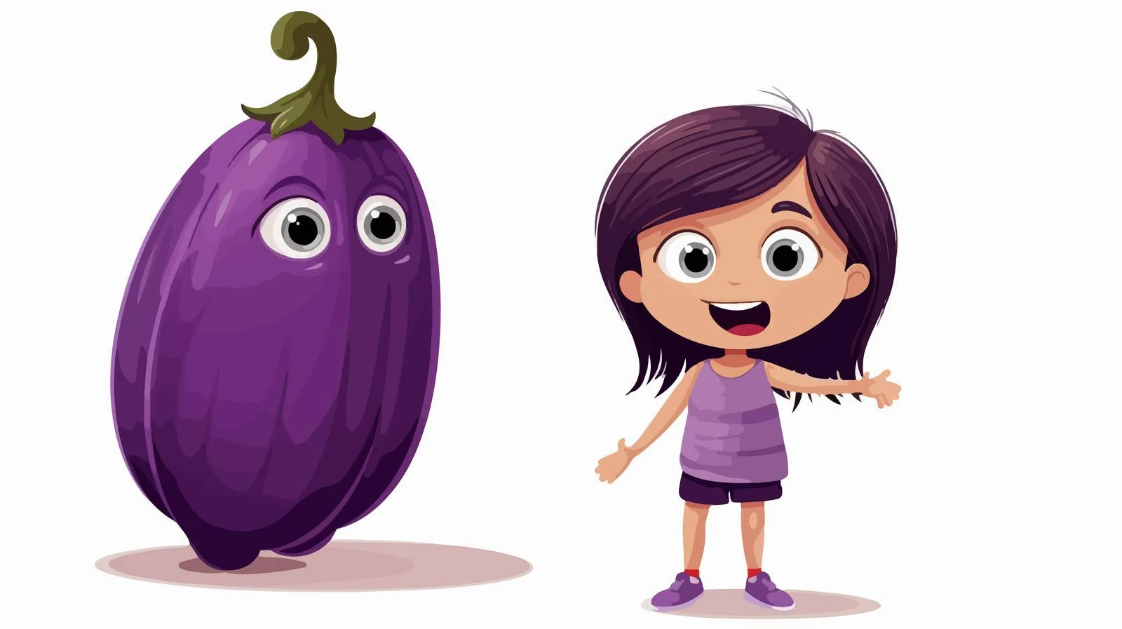 Adorable Girl with Eggplant Cart — free download from Dotvec