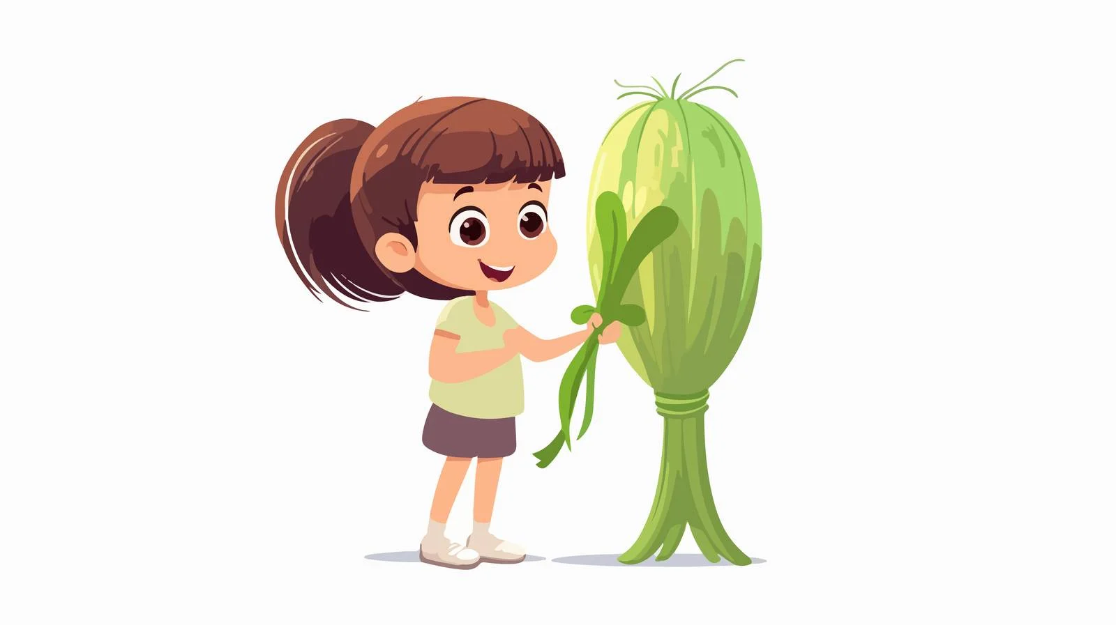 Adorable Girl Leek Character Cartoon Pose — free download from Dotvec