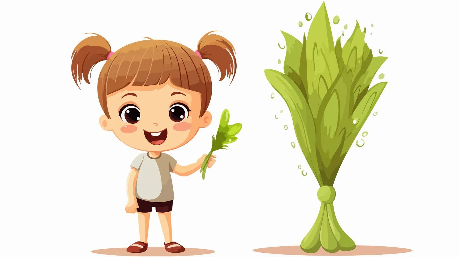 Adorable Girl with Leek Character Cartoon — free download from Dotvec