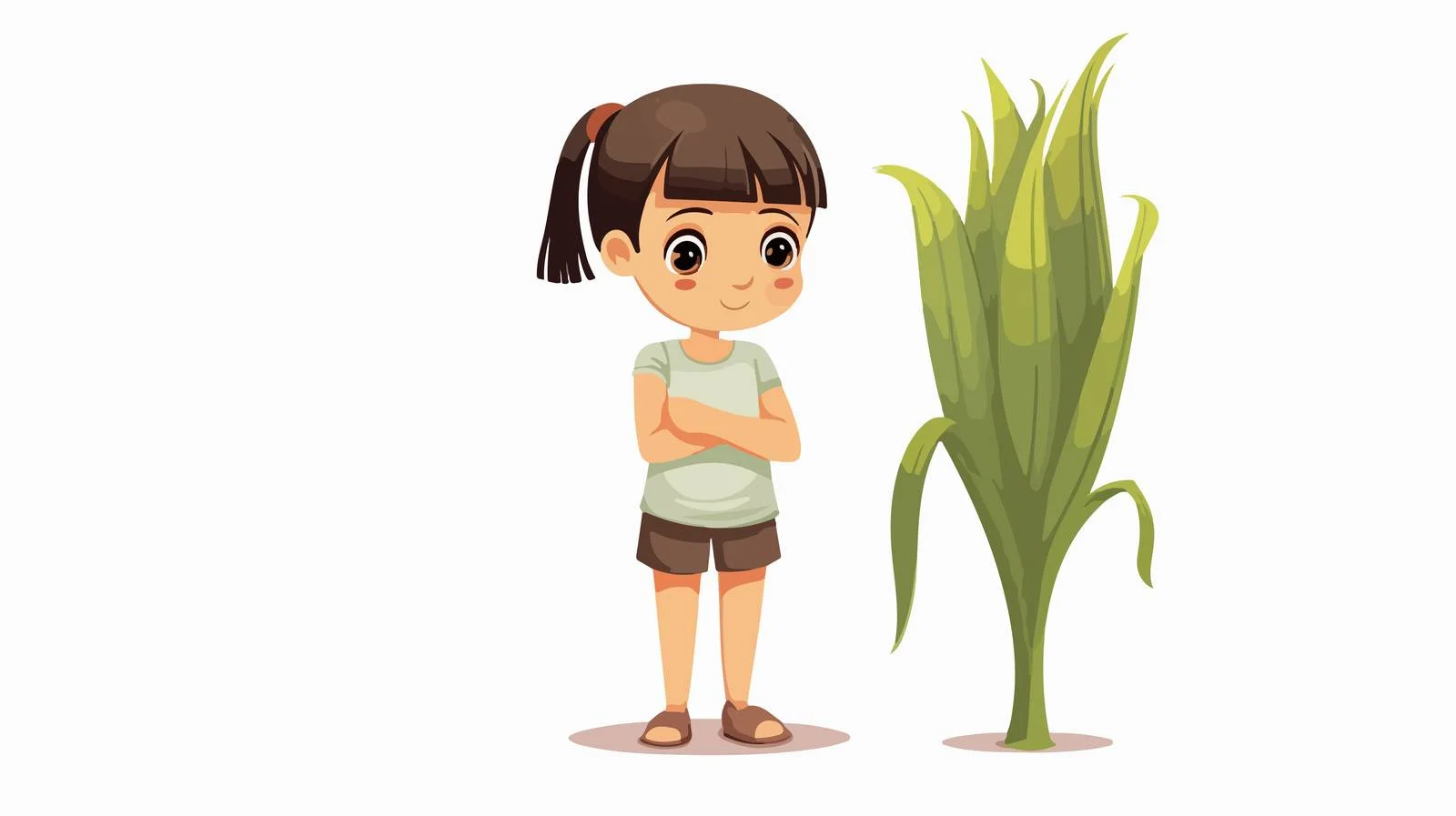 Adorable Girl with Leek Cartoon — free download from Dotvec
