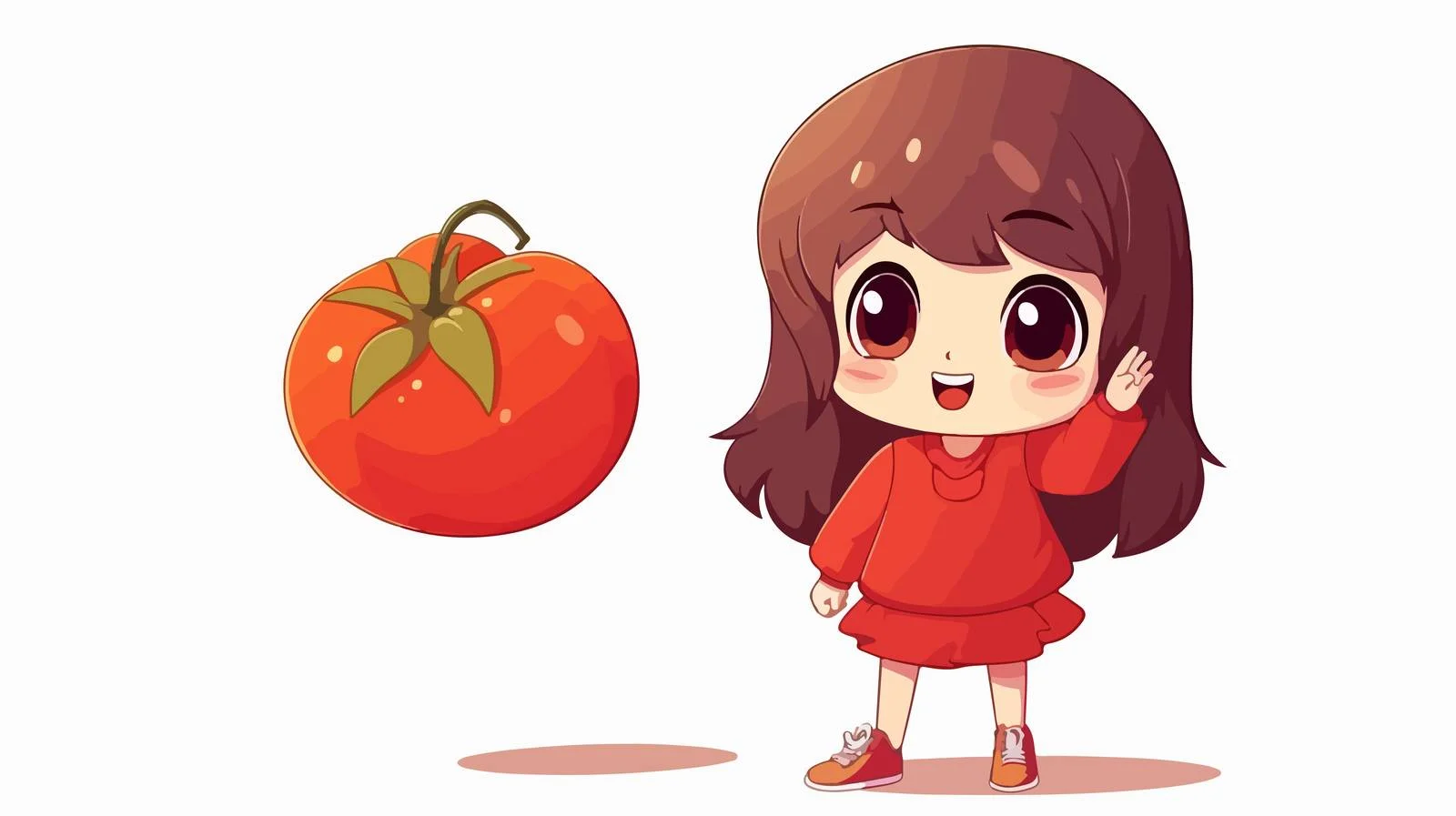 Cheerful Girl with Tomato Cartoon Character — free download from Dotvec
