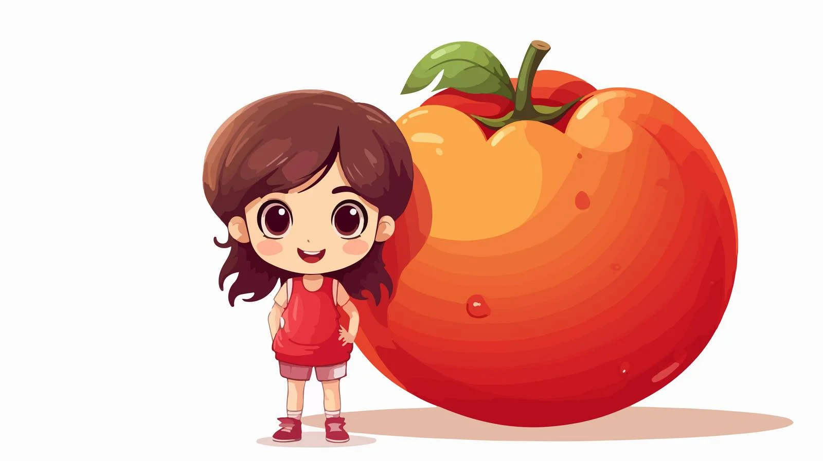 Adorable Girl with Tomato Cartoon Character — free download from Dotvec