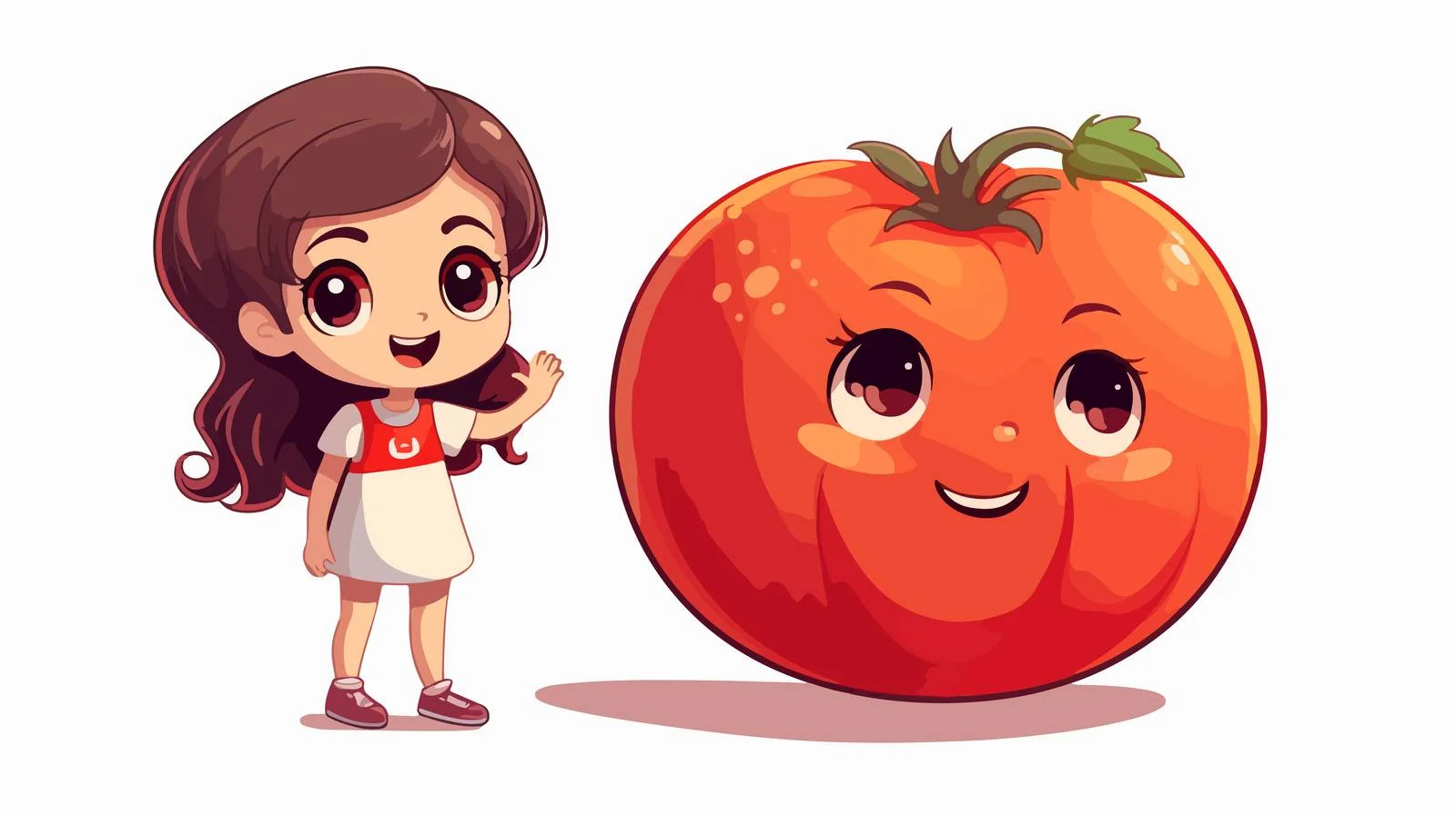 Adorable Girl with Tomato Cartoon Character — free download from Dotvec