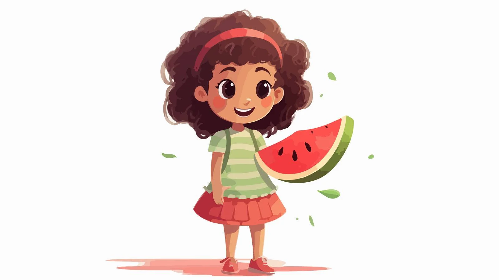 Adorable Girl with Watermelon Character — free download from Dotvec
