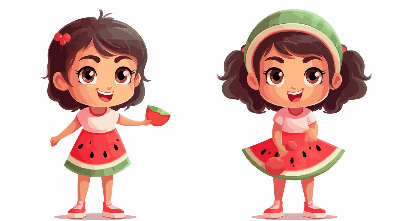 Adorable Girl with Watermelon Character — free download from Dotvec