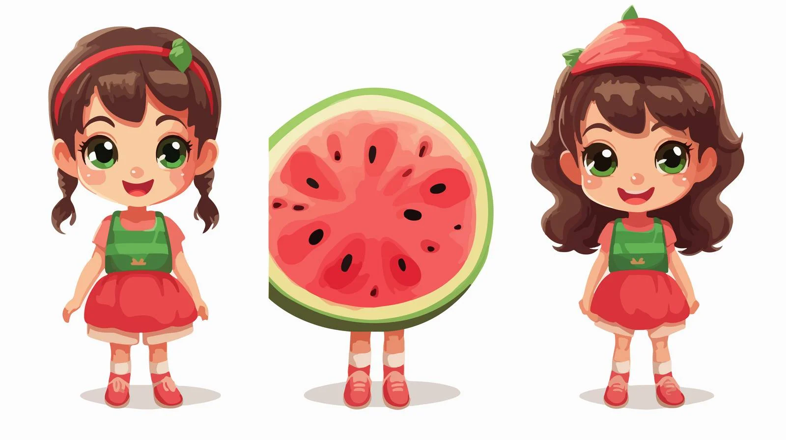 Adorable Girl with Watermelon Character — free download from Dotvec