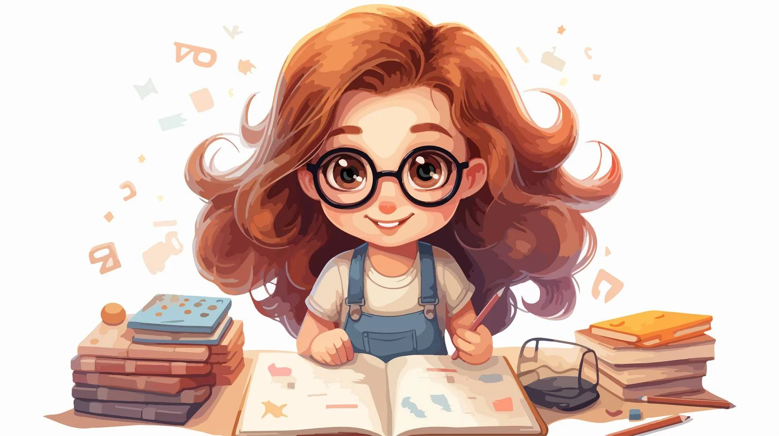 Girl Studying Math with Wooden Tool Cartoon — free download from Dotvec