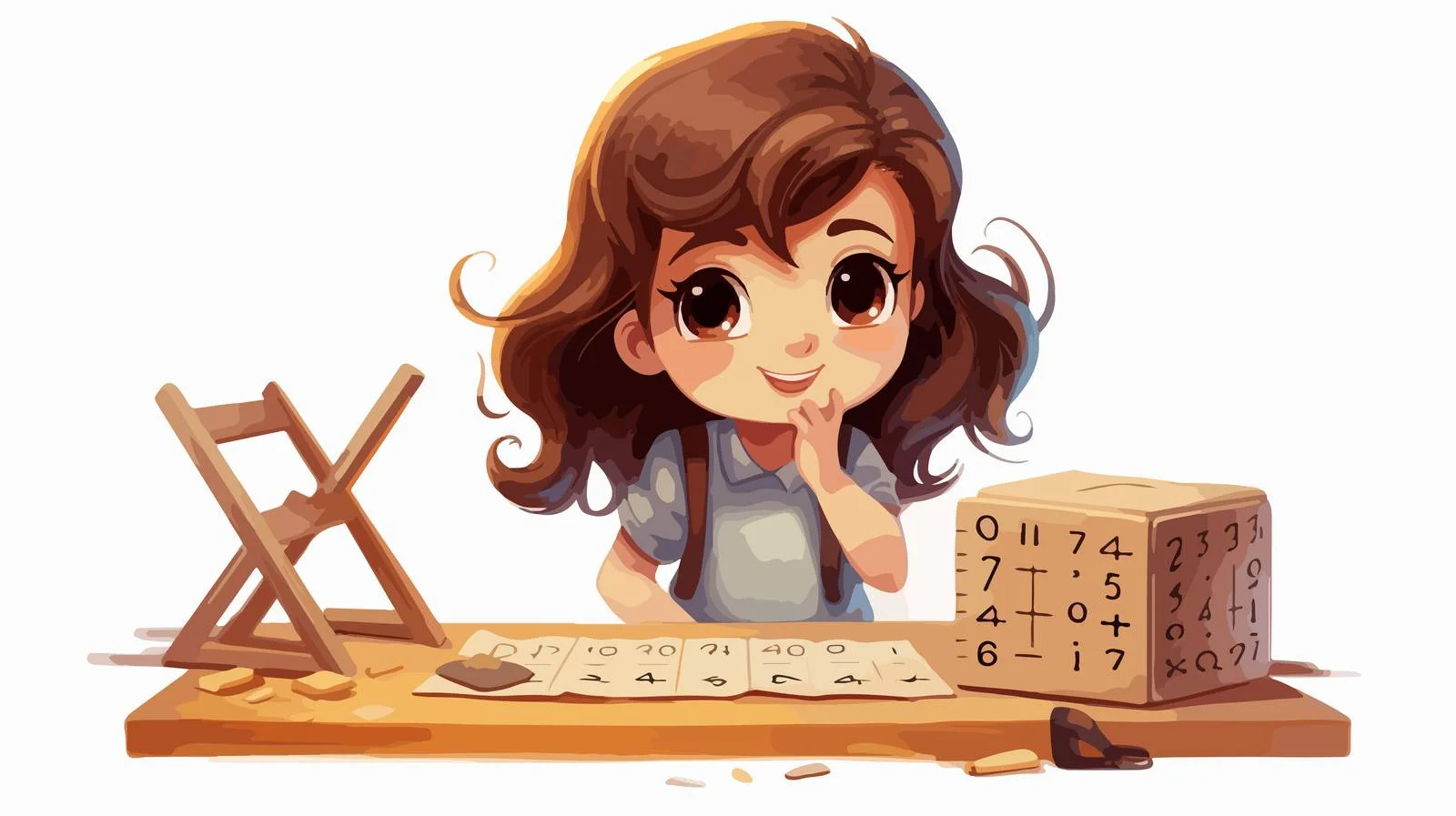 Child Learning Math with Wooden Tools — free download from Dotvec
