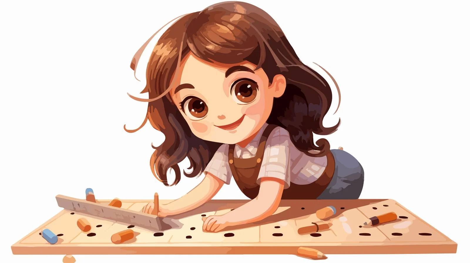 Adorable Girl Learning Math Cartoon — free download from Dotvec
