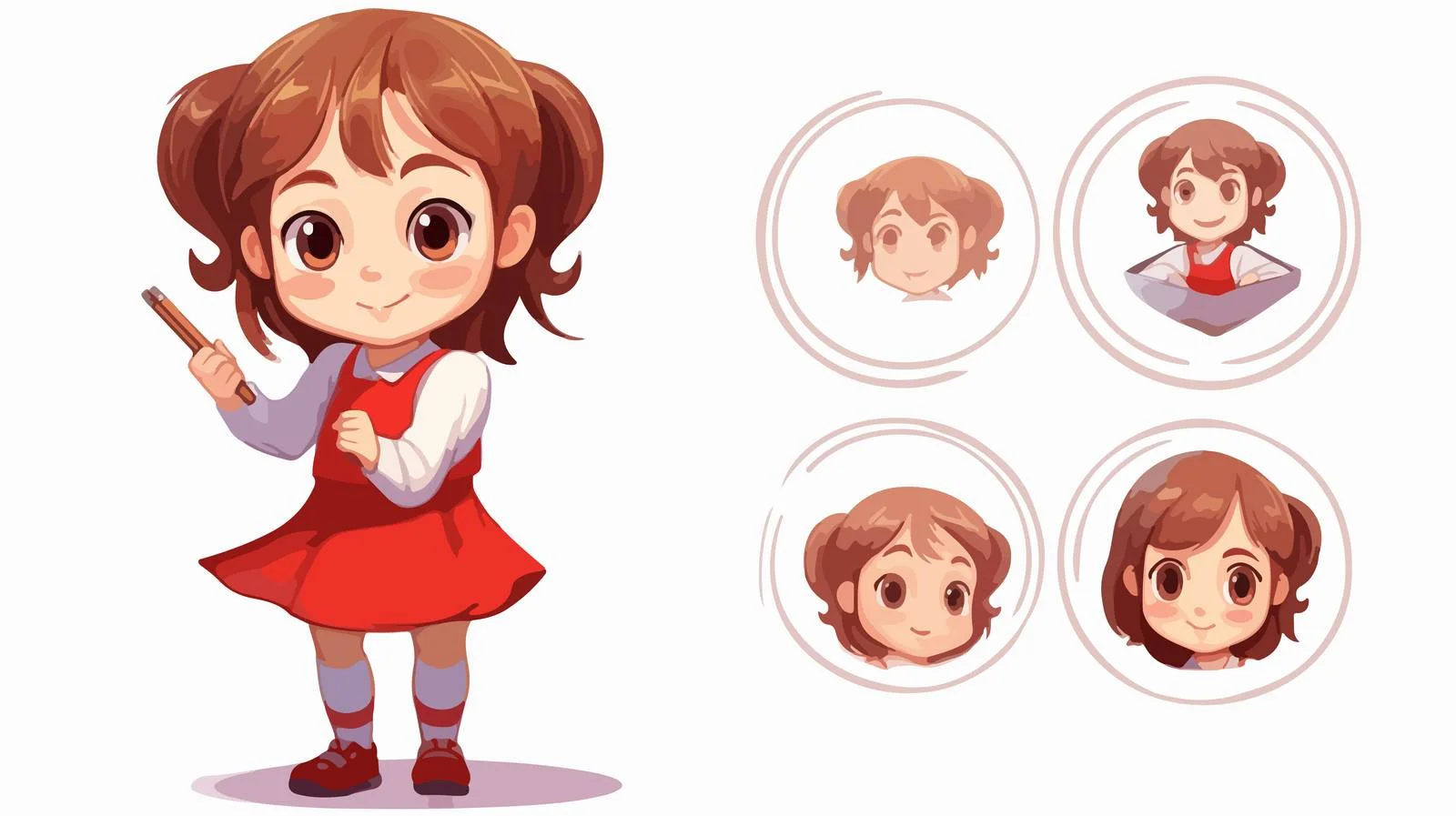 Learn to Draw: Cute Girl Practicing Circle — free download from Dotvec