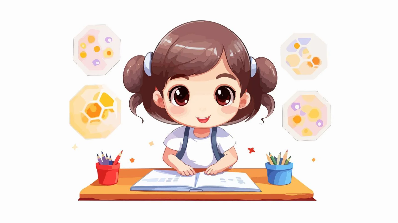 Hexagon Drawing Lesson with Adorable Kid — free download from Dotvec