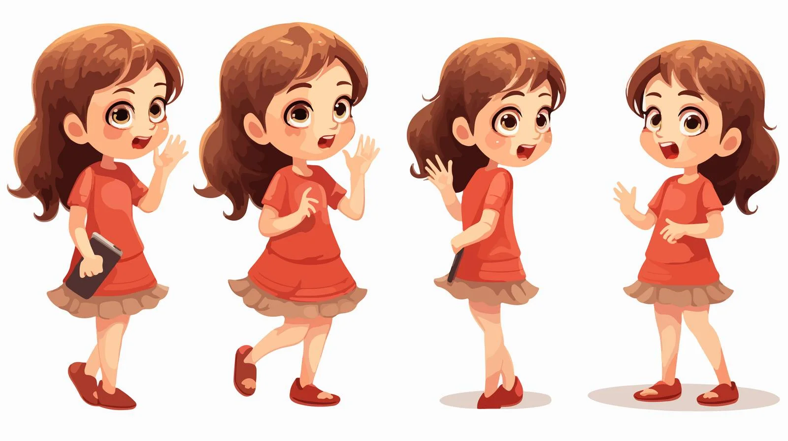 Young Girl Talking on Cartoon Phone — free download from Dotvec