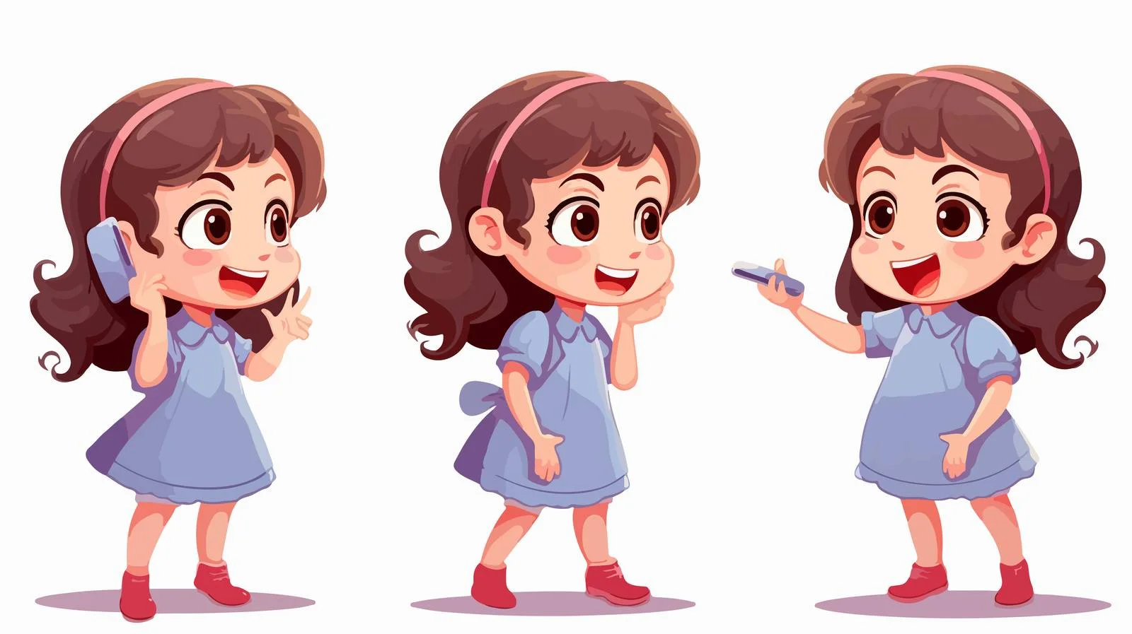 Young Girl Chatting on Phone Cartoon — free download from Dotvec