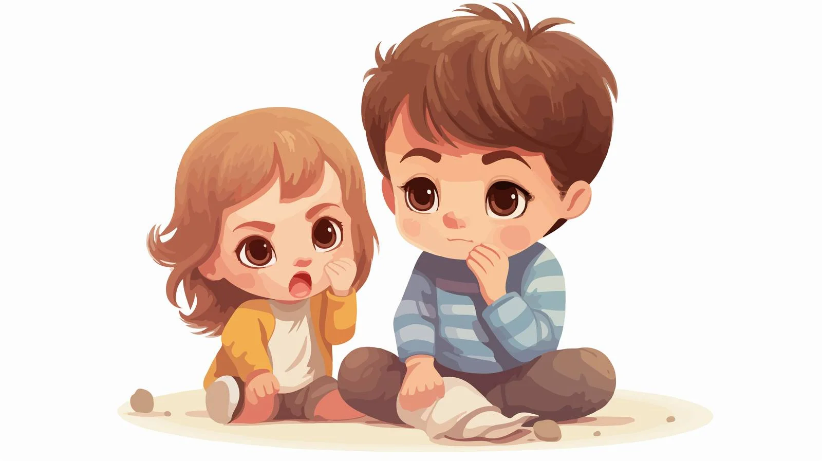 Sister comforting baby brother — free download from Dotvec