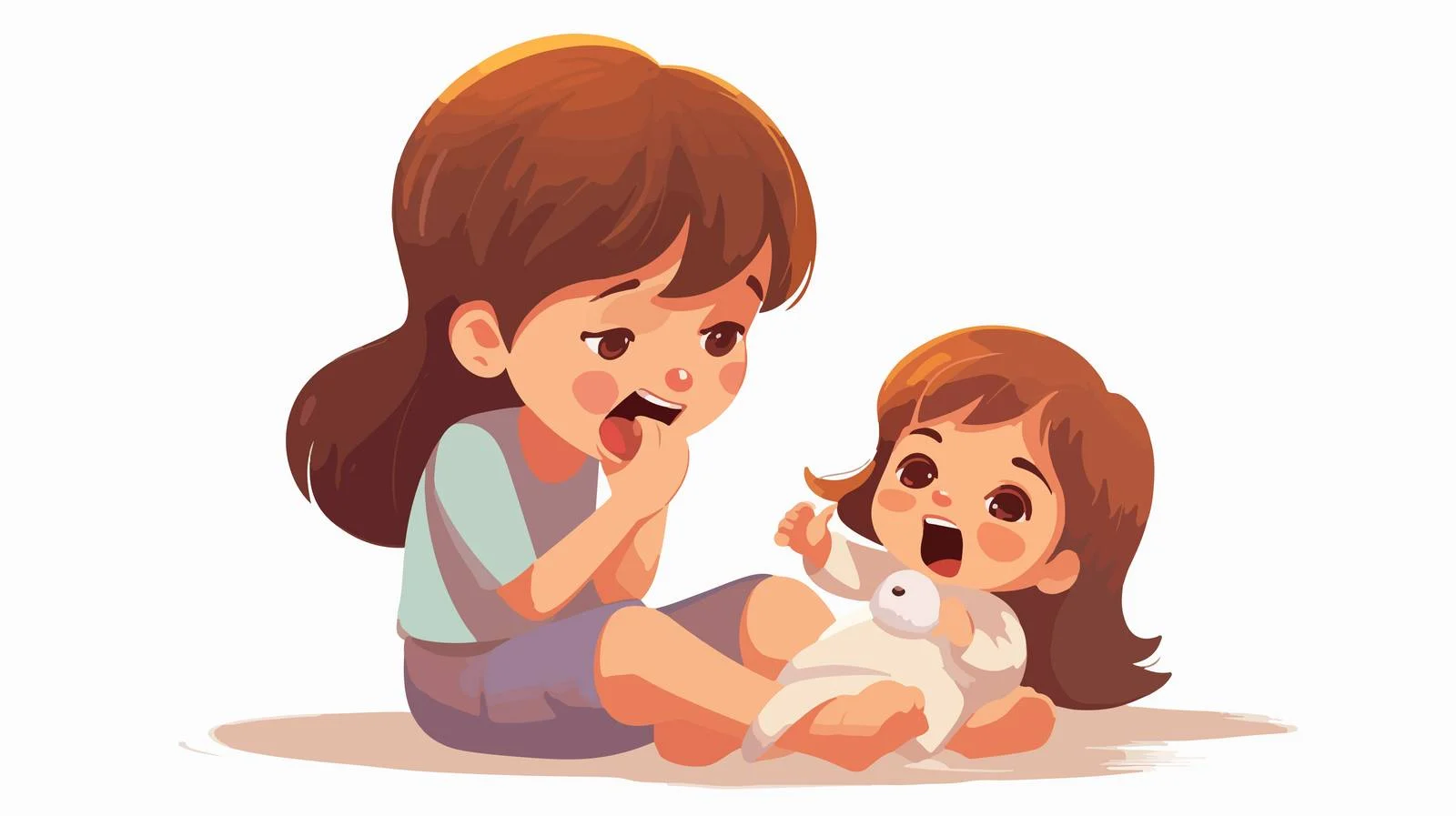 Sister comforting baby: Heartwarming Moment — free download from Dotvec