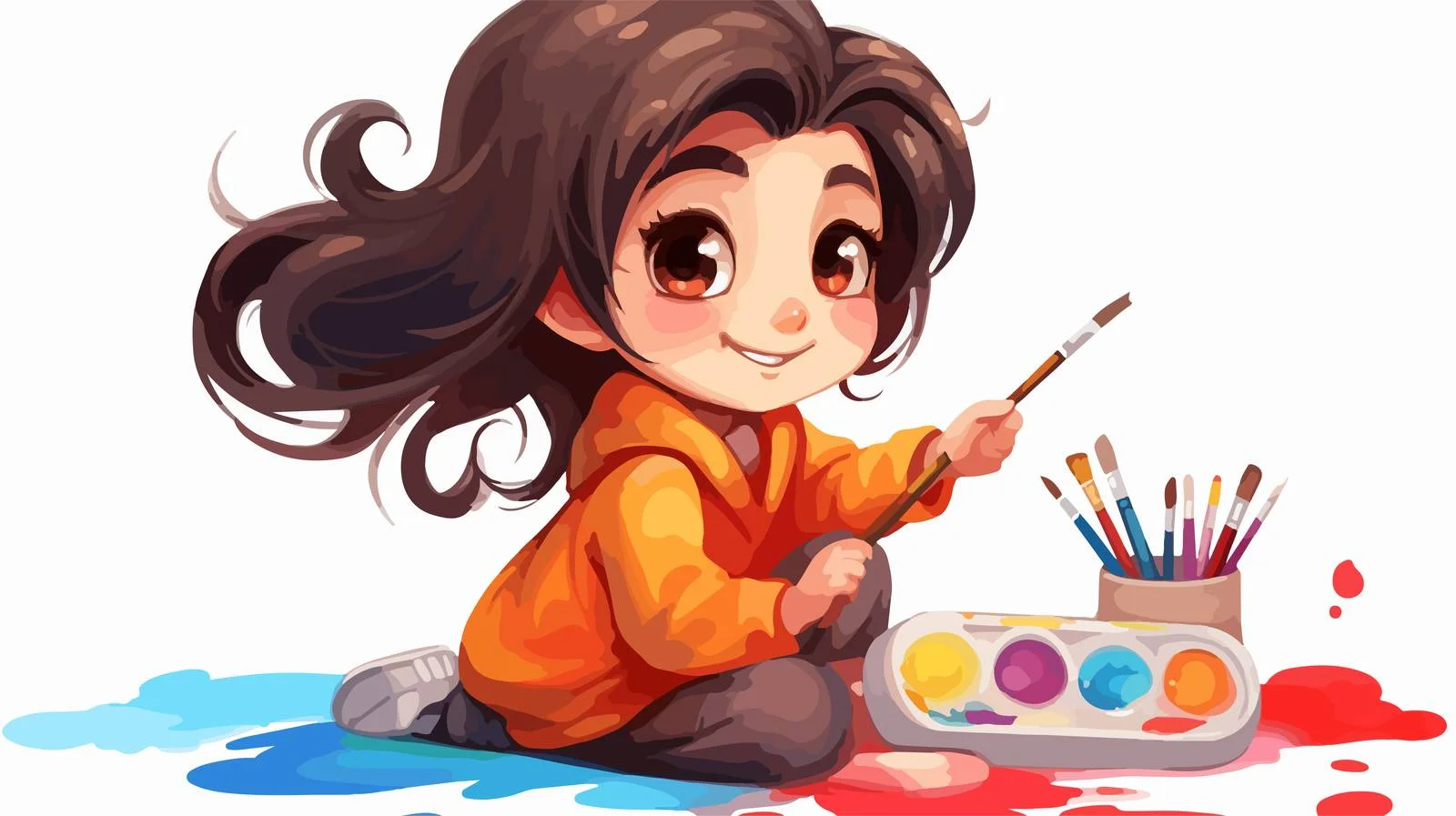 Young Artist Painting Cartoon Character — free download from Dotvec