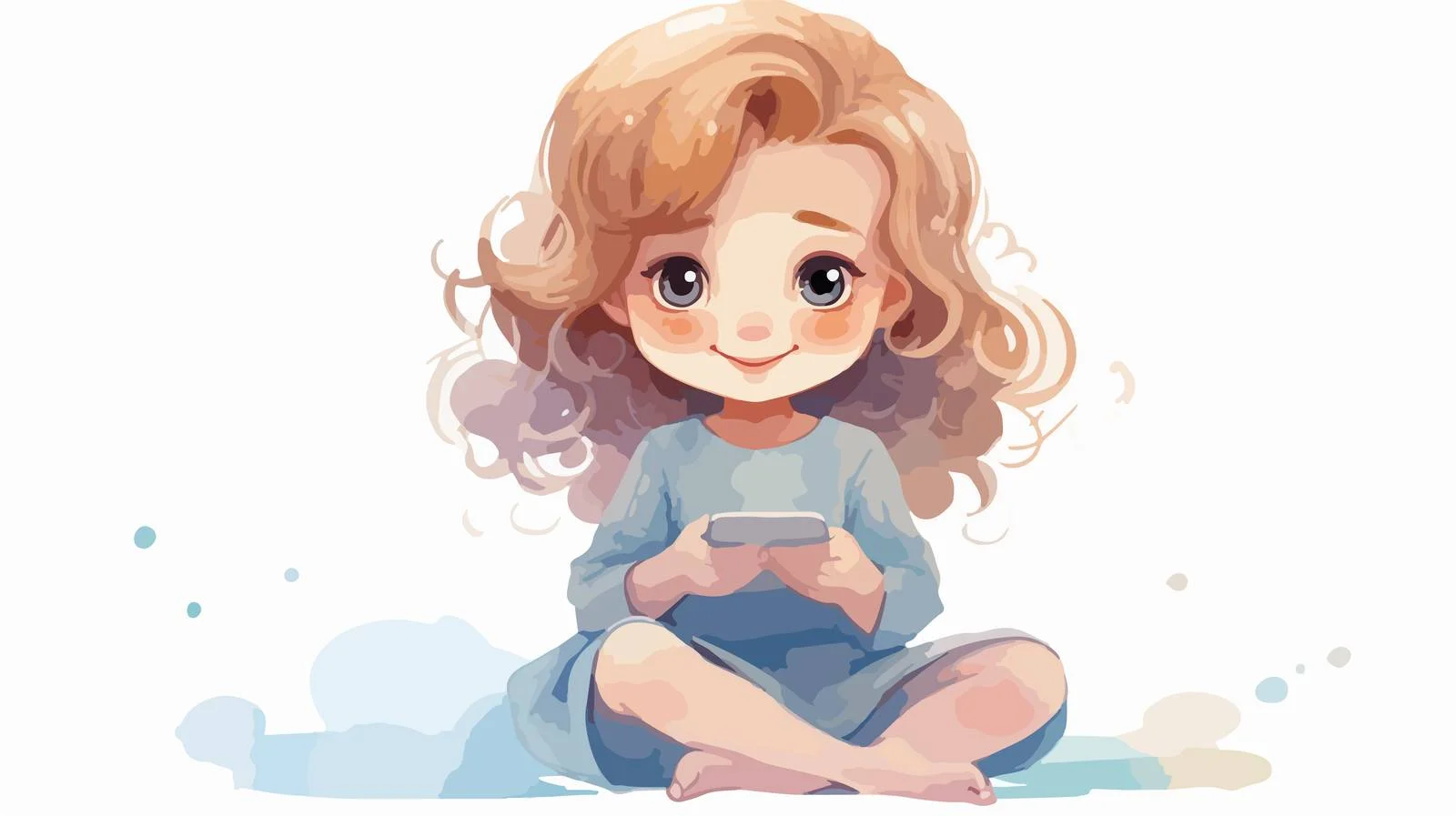 Young Girl Using Smartphone Cartoon — free download from Dotvec