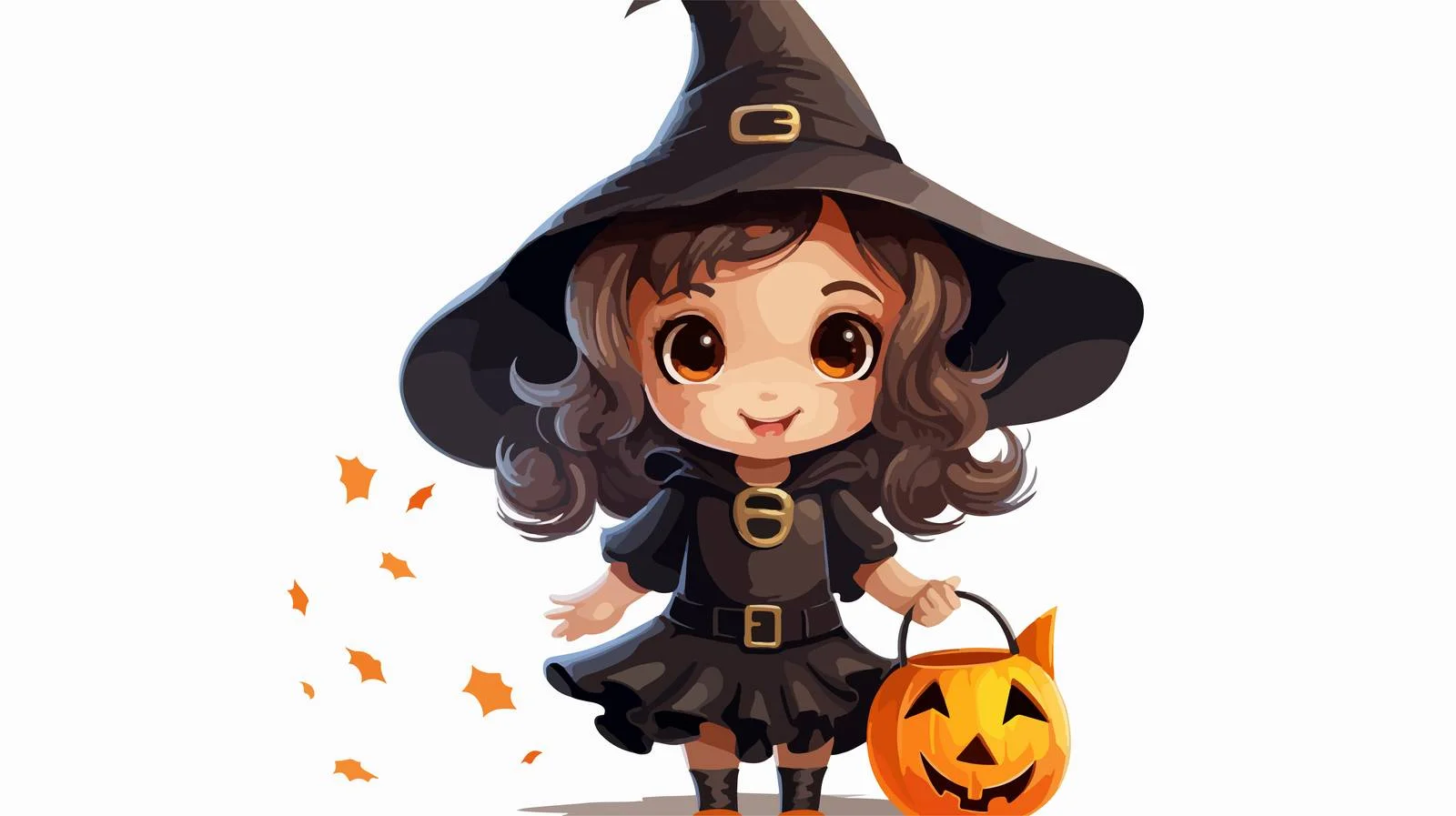 Adorable Halloween Witch Costume for Little Girl — free download from Dotvec