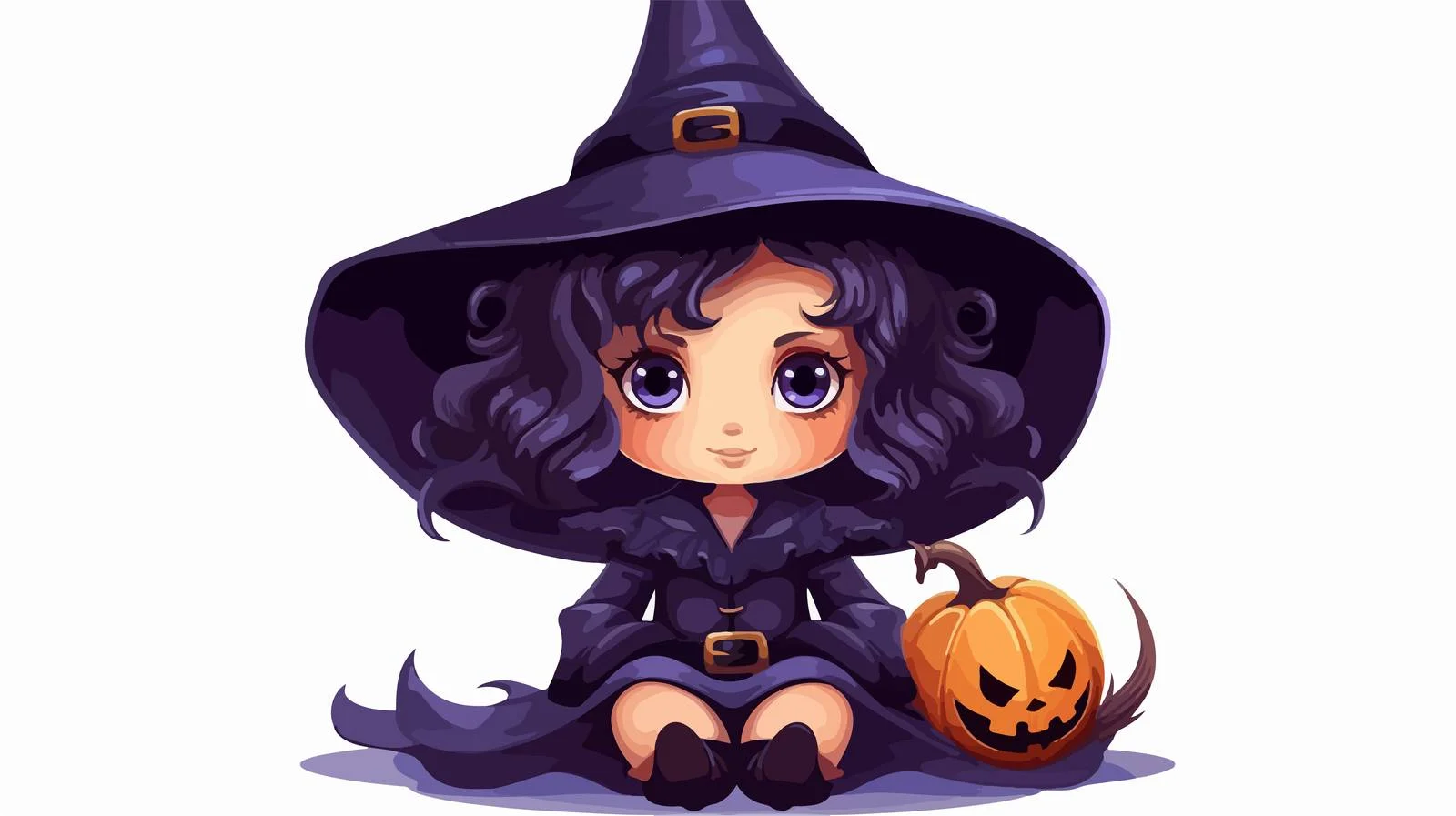 Adorable Girl in Halloween Witch Costume — free download from Dotvec