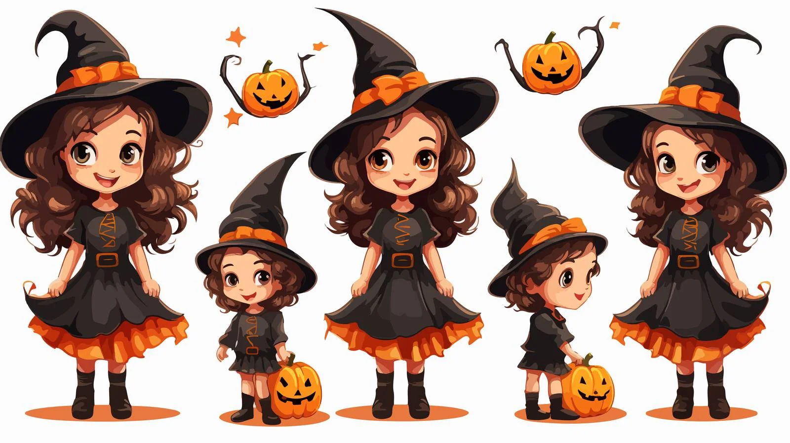 Adorable Little Witch Halloween Costume — free download from Dotvec