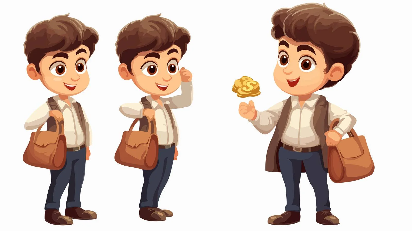 Young Boy Carrying Money Bag Cartoon — free download from Dotvec