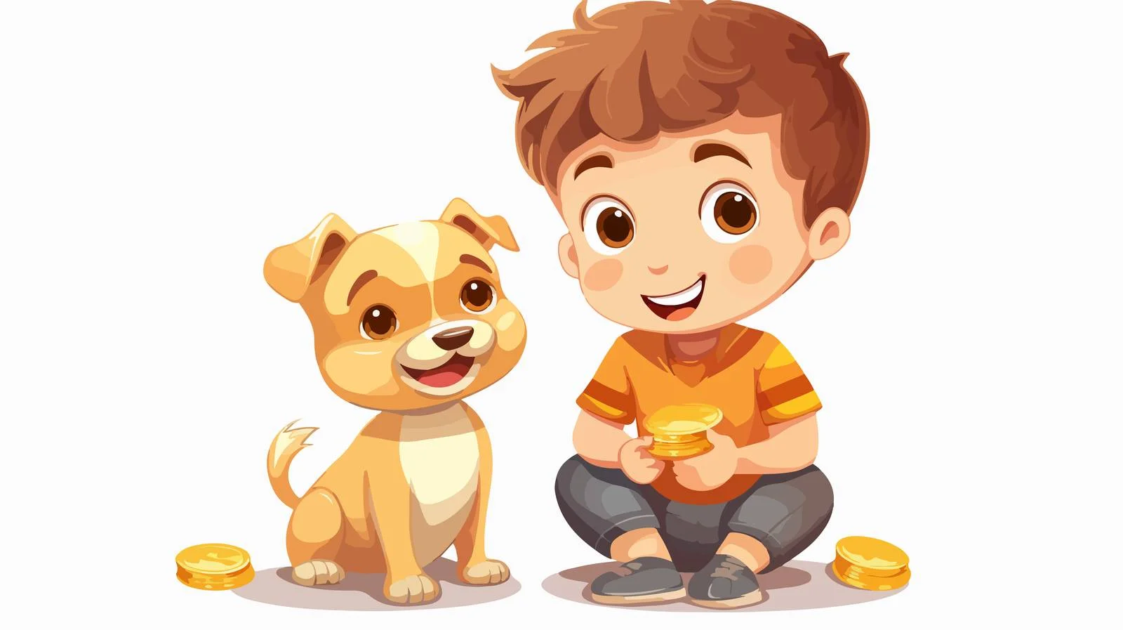 Kid with Piggy Bank and Coin — free download from Dotvec