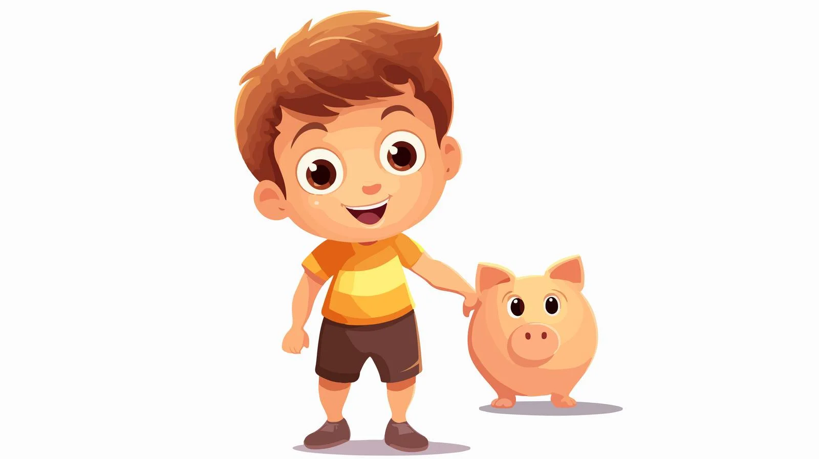Adorable Kid with Piggy Bank and Coin — free download from Dotvec
