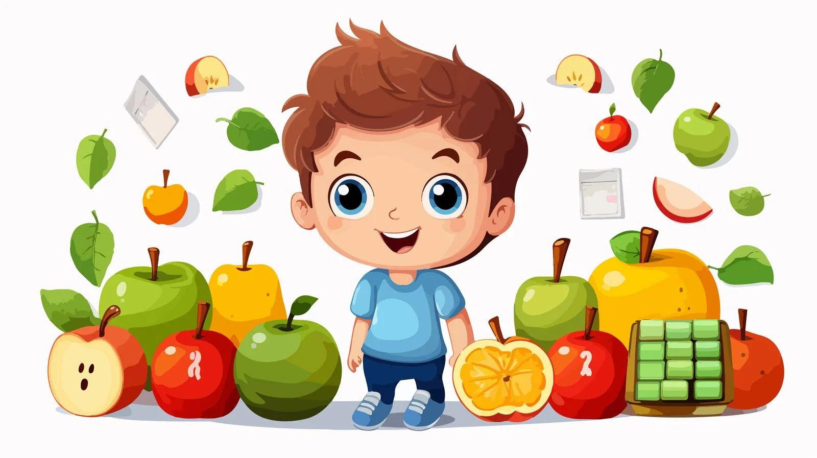 Young Math Learner with Fruits — free download from Dotvec