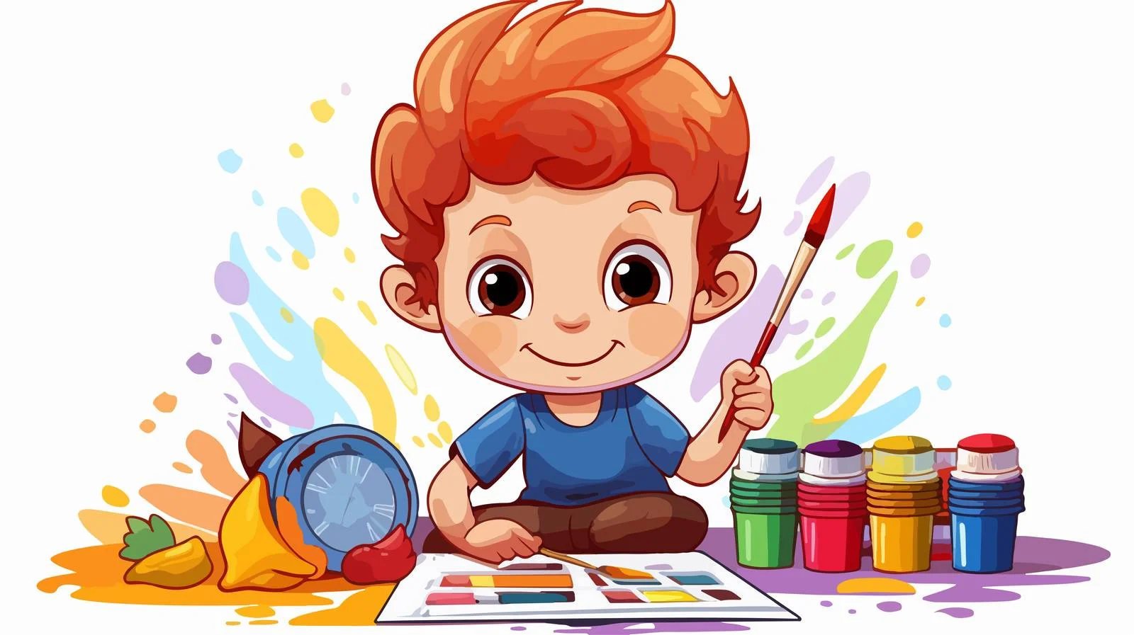 Child Drawing Cartoon Vector Illustration — free download from Dotvec
