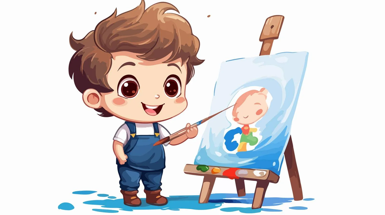 Child Drawing Cute Cartoon Vector Image — free download from Dotvec