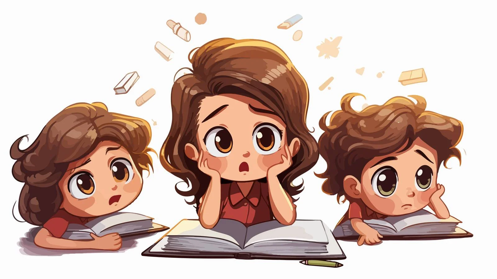 Confused Kid Doing Homework Cartoon — free download from Dotvec