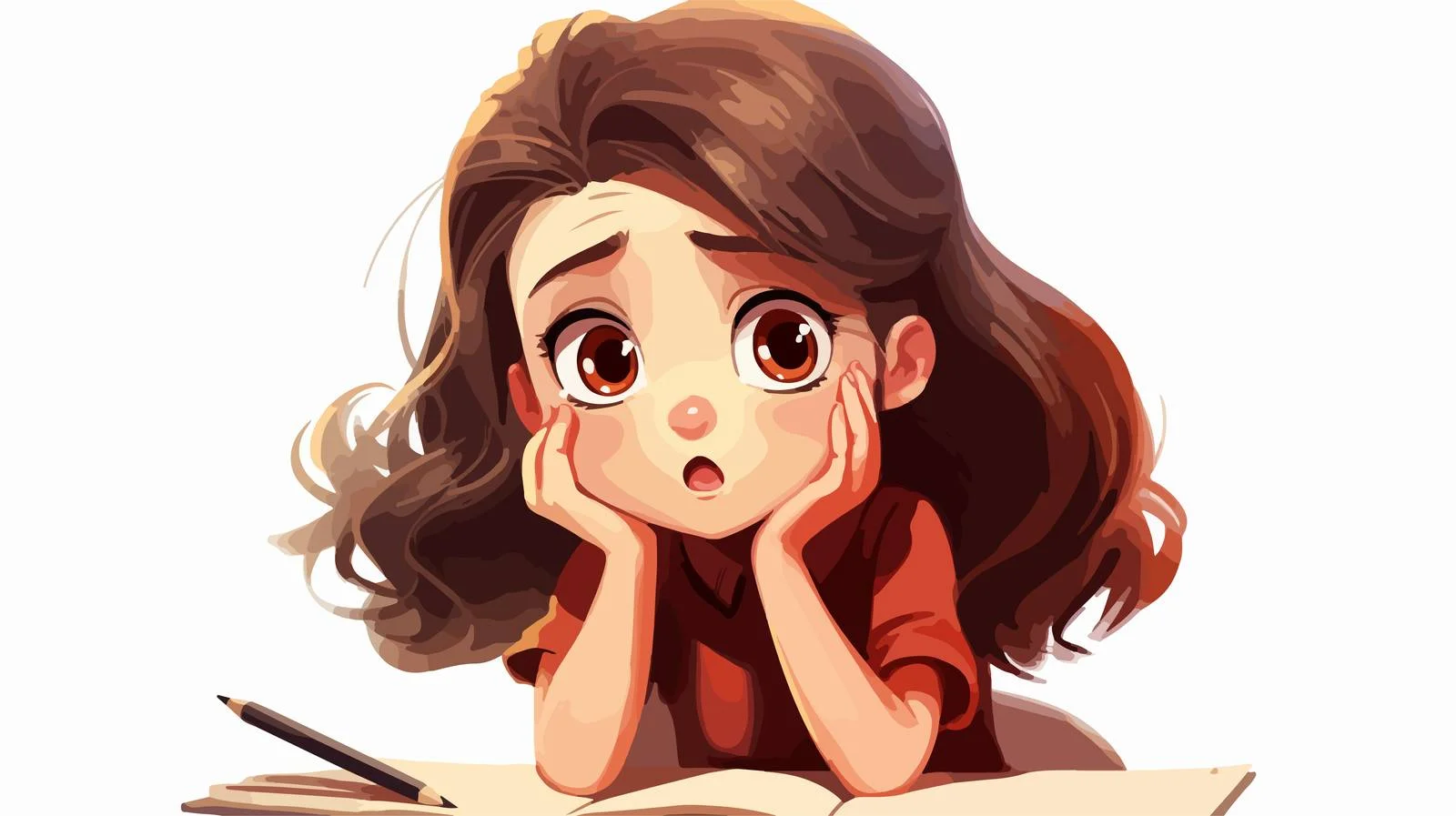 Confused Kid Doing Homework Cartoon — free download from Dotvec