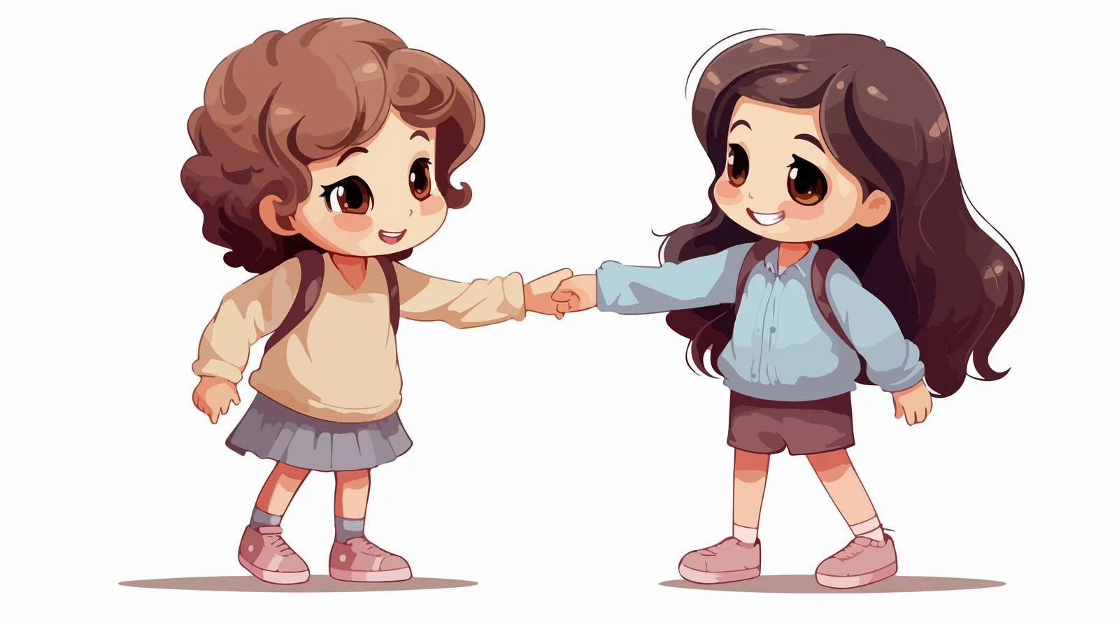 Kid Girl Does Handshake with Friend — free download from Dotvec