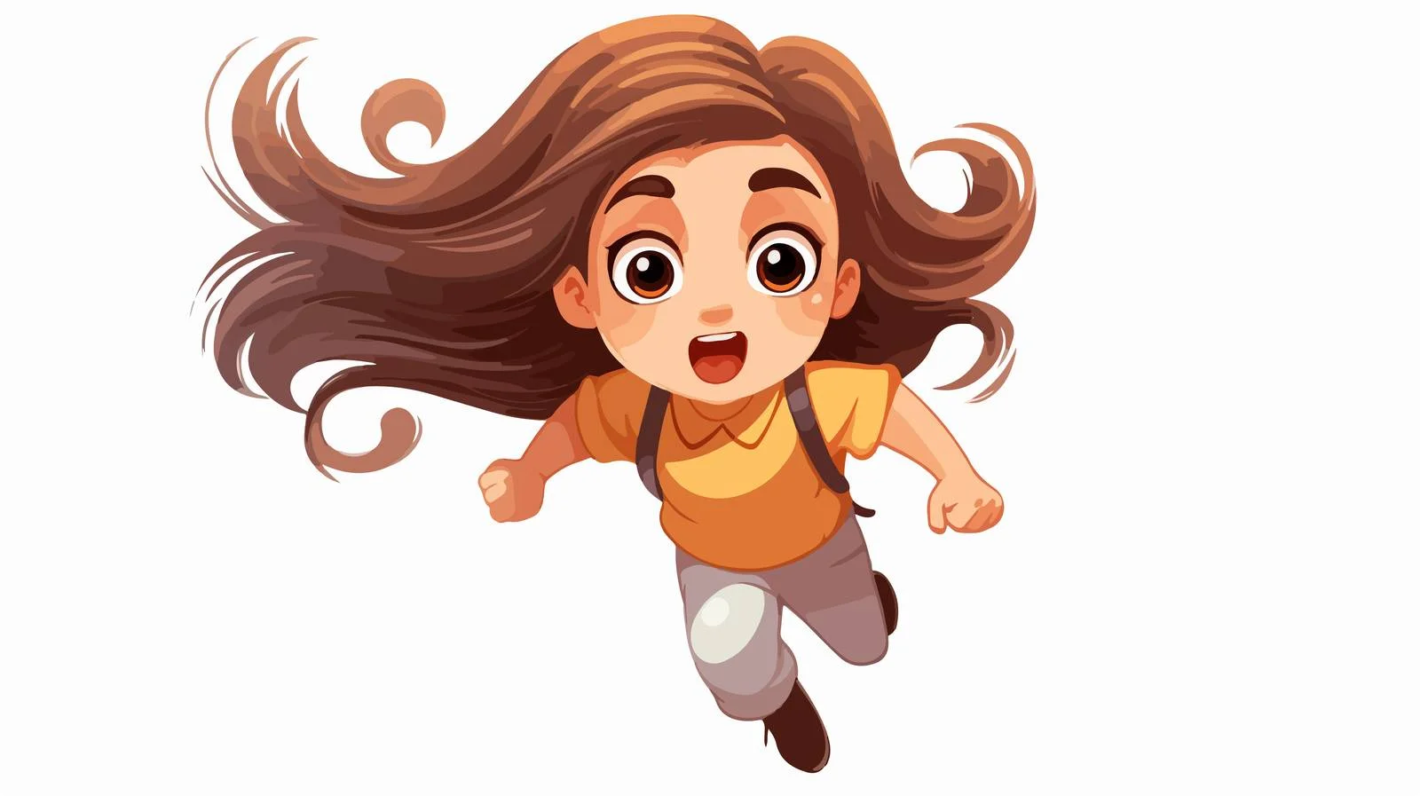 Scared Little Girl Running Expression Gesture — free download from Dotvec