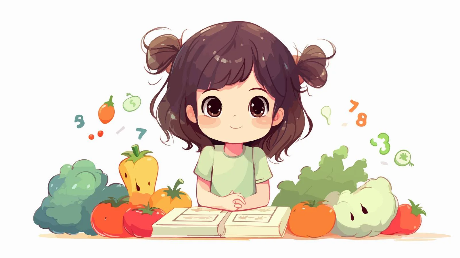 Adorable Child Learning Counting with Vegetables — free download from Dotvec