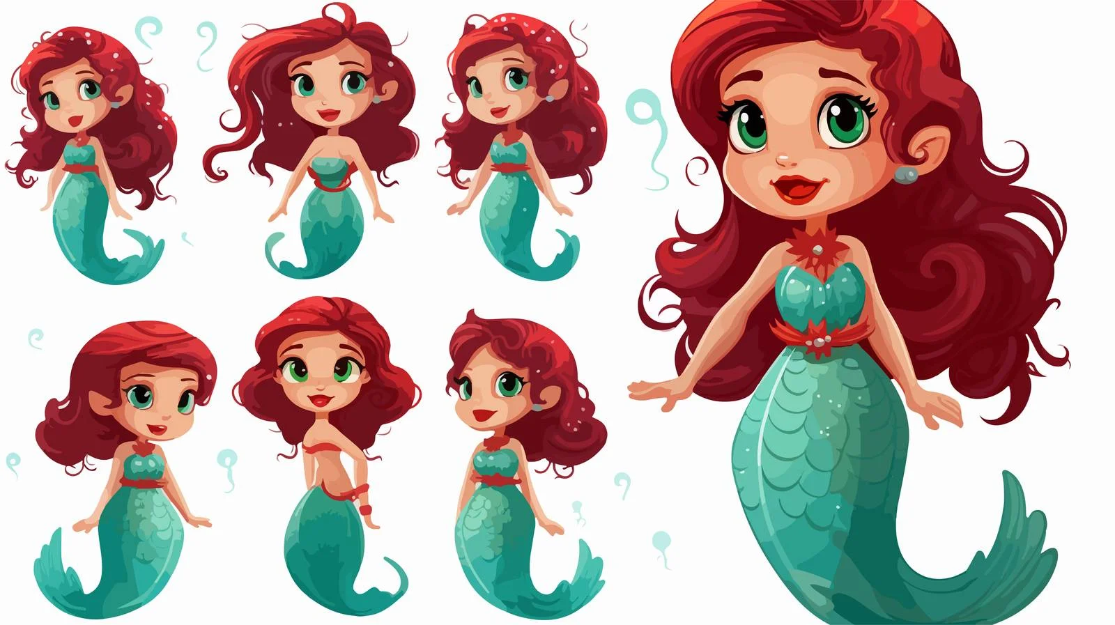 Adorable Mermaid Kid Girl Vector Cartoon — free download from Dotvec