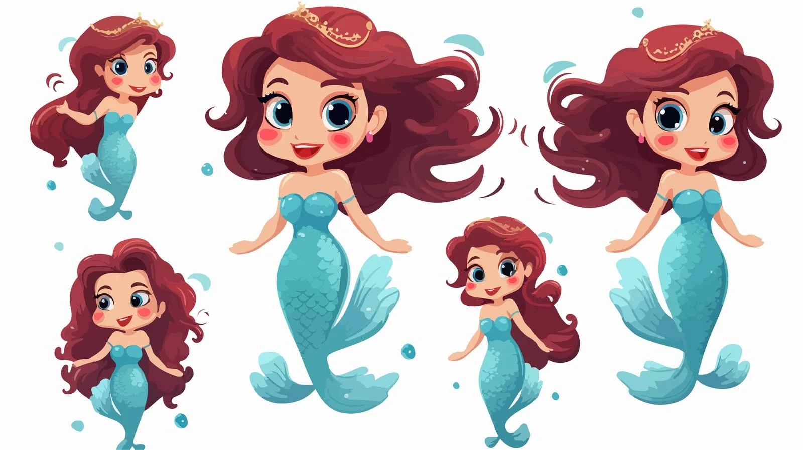 Adorable Mermaid Child Vector Cartoon Illustration — free download from Dotvec