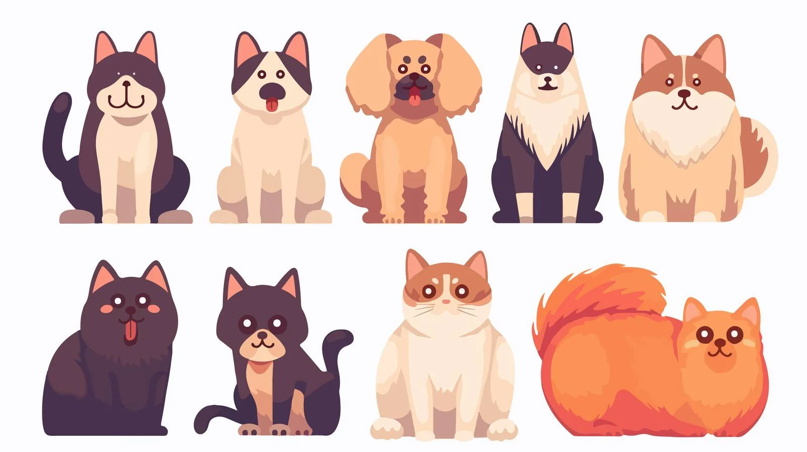 Diverse Cats and Dogs in Adorable Poses – free felines image from Dotvec