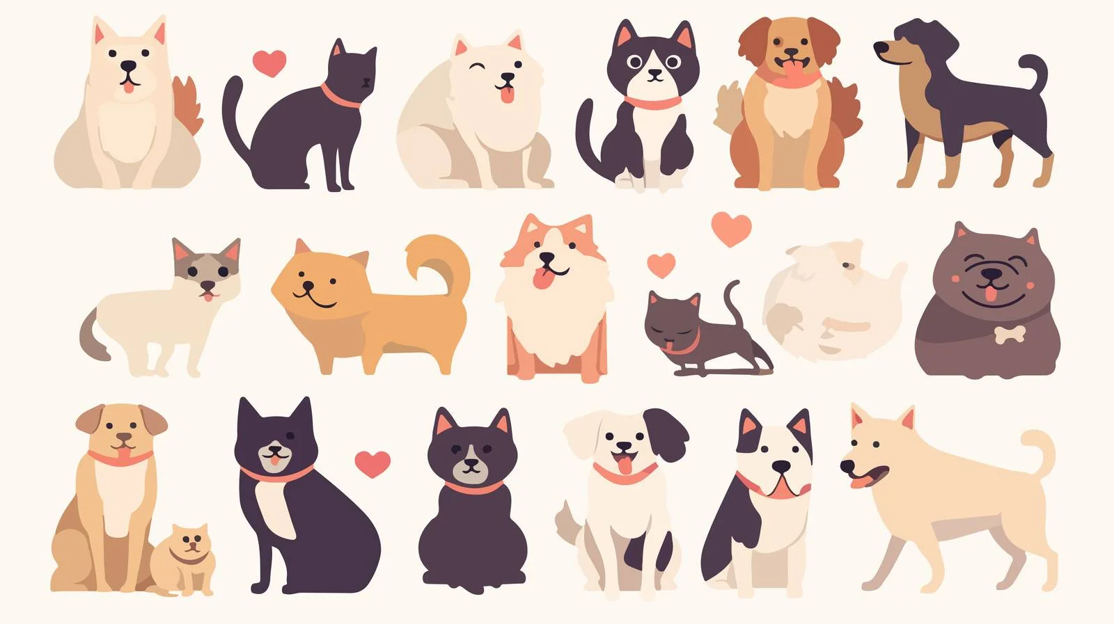 Charming Cats and Dogs of Various Breeds — free download from Dotvec