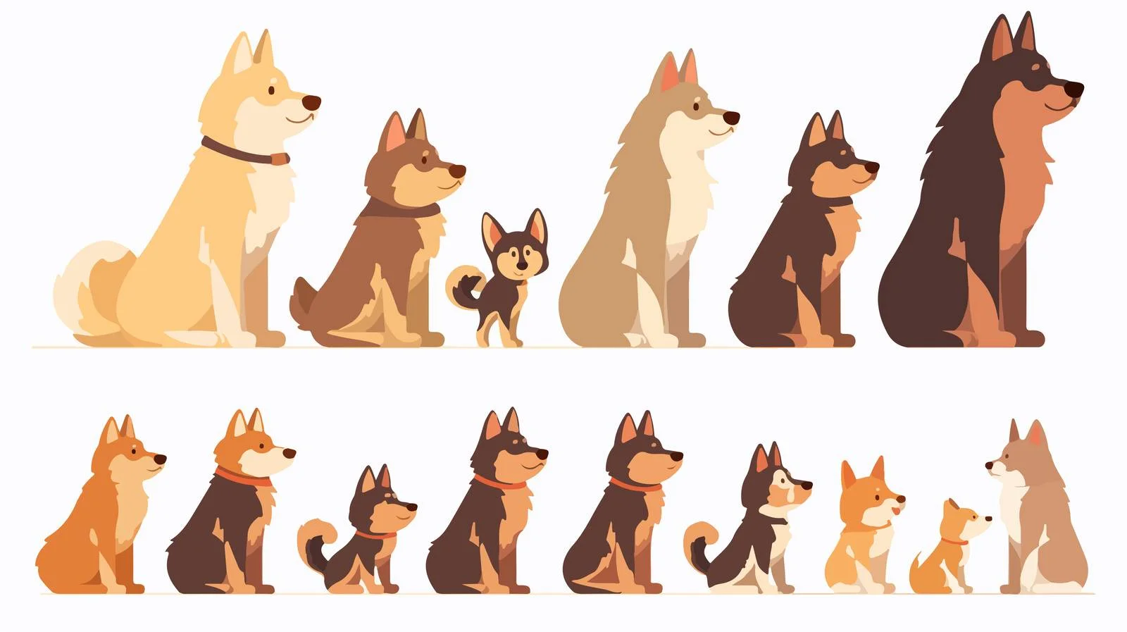 Cute Puppy Development Stages in Herding Dog Breed — free download from Dotvec