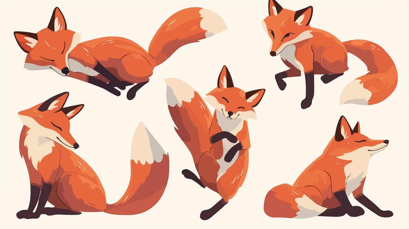Adorable Red Foxes with Black Paws — free download from Dotvec