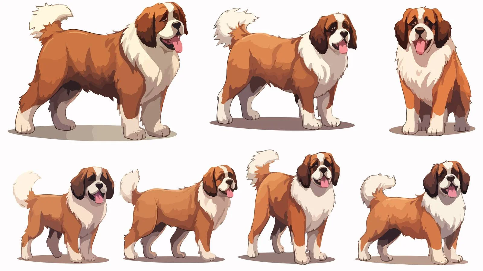Saint Bernard Dog Multiple Poses — free download from Dotvec