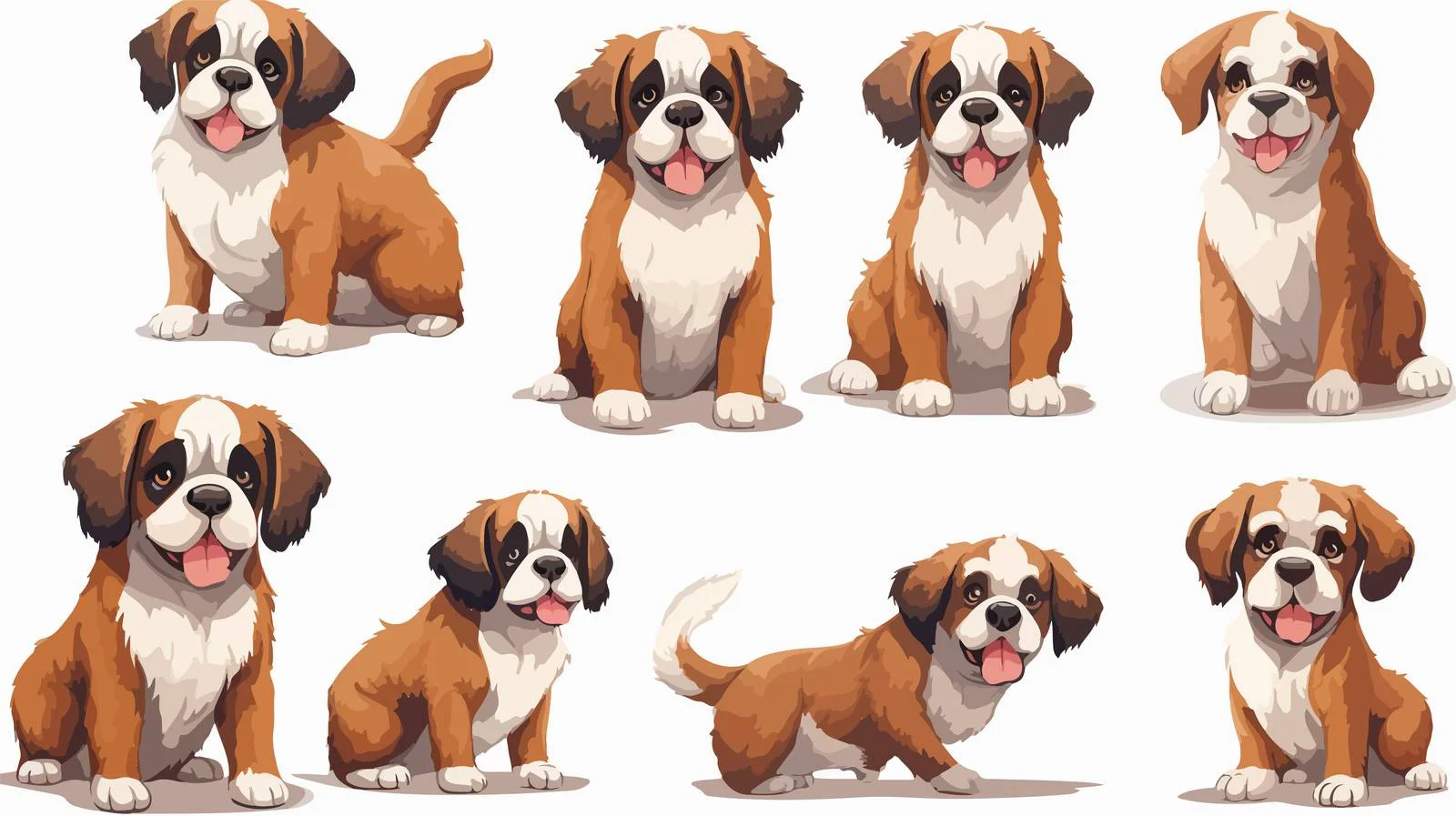 Adorable Saint Bernard Dog in Various Poses — free download from Dotvec