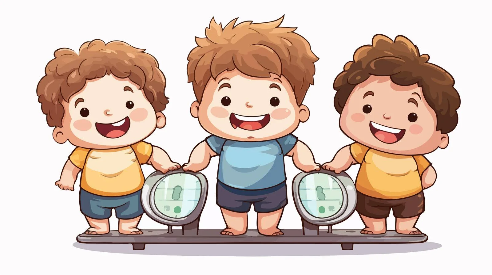 Kids Using Weight Scale Cartoon — free download from Dotvec